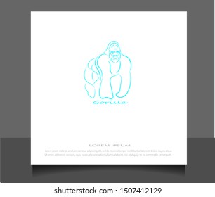 Creative flat style of gorilla logo icon vector ilustration template. Modern line sketch in eps 10.