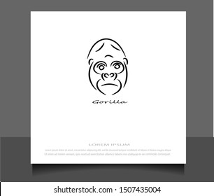 Creative flat style of gorilla logo icon vector ilustration template. Modern line sketch in eps 10.