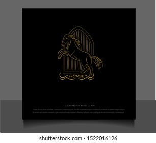 Creative flat style of horse logo icon vector ilustration template. Modern line sketch in eps 10.