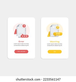 Creative flat style icon vector illustration for error, warning info message page, modern graphic element for GUI UI screen template for smartphone or website banner