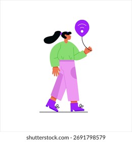 Creative flat style illustration of wireless connection