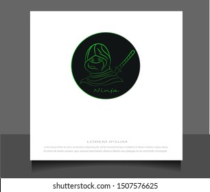 Creative flat style of ninja logo icon vector ilustration template. Modern line sketch in eps 10.