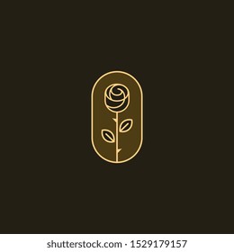 Creative flat symbol of rose with line art style