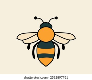 A creative flat-style bee logo design featuring vibrant orange and black colors with sleek wings, ideal for eco-friendly projects, honey brands, and environmental campaigns