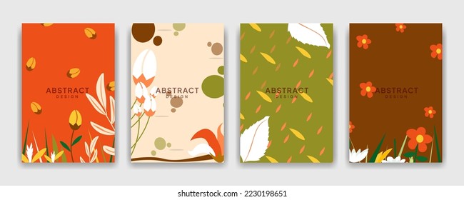 Creative floral abstract cover vector background, contemporary style pattern with copy space for text design for invitation cards, Social Highlight Covers, story pages and presentation background.