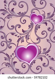 creative floral background with romantic heart