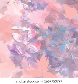 Fondo floral creativo con plantas silvestres, hojas y texturas pintadas a mano. Diseño botánico gráfico romántico para banner, afiche, postal, portada, invitación, pancarta, folleto o un encabezado web.
