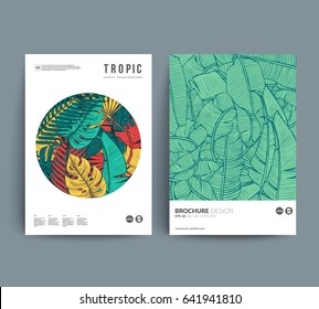 Design criativo de capas florais. Tropic deixa padrões com lugar para o seu texto. Vetor em camadas Eps10.