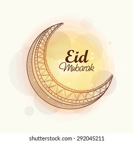 Creative floral design decorated crescent moon on shiny background for holy Islamic festival, Eid celebration.