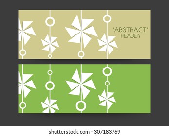 Creative floral design decorated website header or banner set.