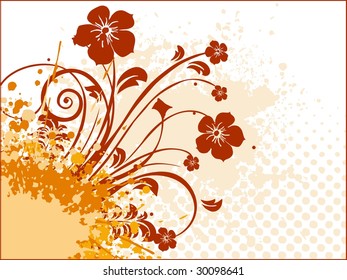 creative floral design with grunge, vector illustration