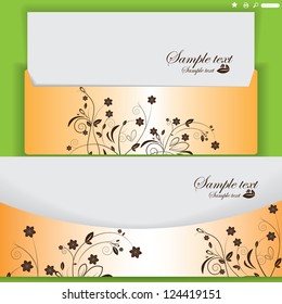Creative floral design lettes abstract orange brown