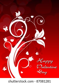 creative floral design on red heart shape background vector for valentine day