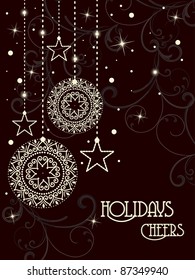 creative floral design, twinkle star background with hanging artwork decorated elements for holidays cheers