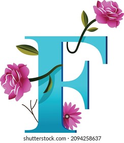Creative floral F logo icon art illustration