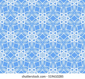 creative floral geometric ornament. seamless vector pattern. blue color. for invitation, wallpaper, fashion design.