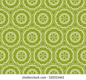 creative floral geometric ornament. seamless vector pattern. green. for wallpaper, invitation