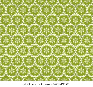creative floral geometric ornament. seamless vector pattern. green. for wallpaper, invitation
