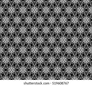 creative floral geometric pattern. seamless vector illustration. black and white color