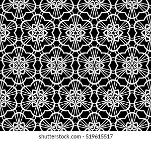 creative floral geometric pattern. seamless vector illustration. black and white color