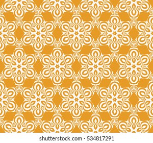 creative floral geometric seamless pattern. vector illustration. orange, white. for interior design, wallpaper, invitation