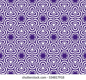 creative floral geometric seamless pattern. vector illustration. purple, white. for interior design, wallpaper, invitation