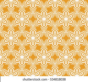 creative floral geometric seamless pattern. vector illustration. orange, white. for interior design, wallpaper, invitation