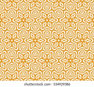 creative floral geometric seamless pattern. vector illustration. orange, white. for interior design, wallpaper, invitation