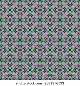 Creative floral geometry seamless vector tile pattern. Retro geometric patchwork sample ornament. Abstract flower repeating tiling background. Damask periodic french canvas ornament
