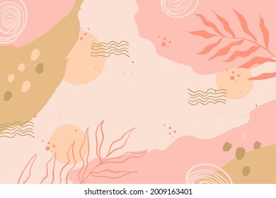 Creative floral header in tropical style. Modern minimal design. Hand Drawn textures. Ideal for web, card, poster, cover, invitation, brochure. Vector. Isolated.