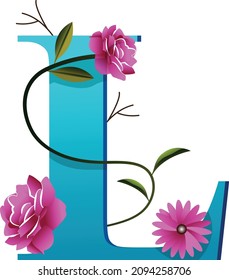 Kreative Blumenmotive mit L-Logo, Kunstgrafik