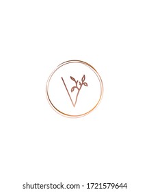 Creative floral letter V logo template, Vector logo for business and company identity 