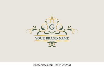 Creative floral logo design with initial letter G. Beauty vector monogram, template for any company, wedding, fashion, jewelry, boutique.
