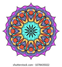 Creative floral mandala, decorative ornament. design for print fabric, tatto. vector.