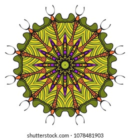 Creative floral mandala, decorative ornament. design for print fabric, tatto. vector.