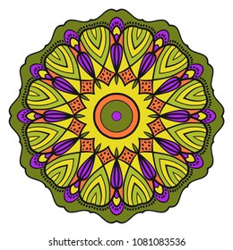 Creative floral mandala, decorative ornament. design for print fabric, tatto. vector.