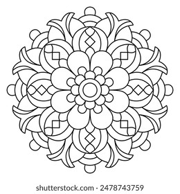 creative floral mandala design for coloring book, tattoo design, wall art, simple mandala art
