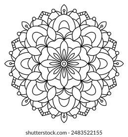 creative floral mandala design for coloring book, tattoo and henna design, creative mandala art, mandala design for adults coloring book
