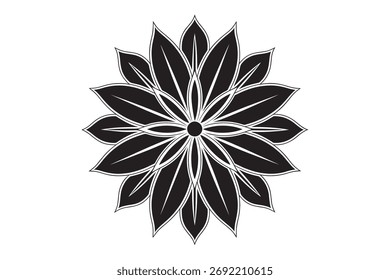 Una silueta creativa del Vector del diseño floral del mandala con el fondo blanco