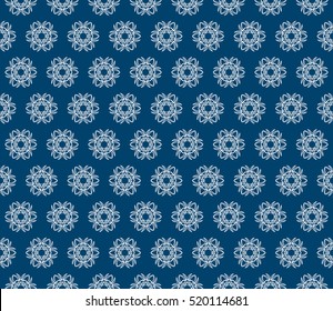 creative floral ornament. seamless geometry pattern. vector illustration. blue color