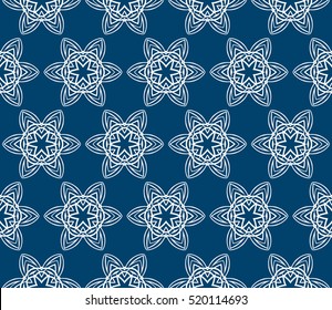 creative floral ornament. seamless geometry pattern. vector illustration. blue color