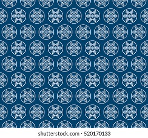 creative floral ornament. seamless geometry pattern. vector illustration. blue color