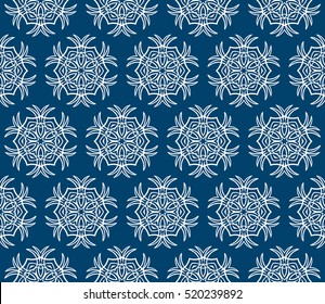 creative floral ornament. seamless geometry pattern. vector illustration. blue color