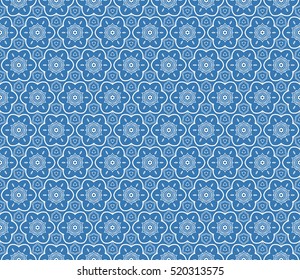 creative floral ornament. seamless geometry pattern. vector illustration. blue color