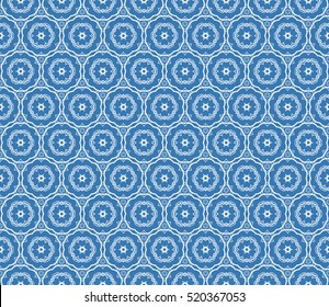 creative floral ornament. seamless geometry pattern. vector illustration. blue color