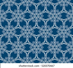 creative floral ornament. seamless geometry pattern. vector illustration. blue color