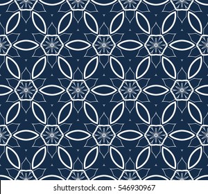 creative floral ornament. seamless geometry pattern. vector illustration. blue color