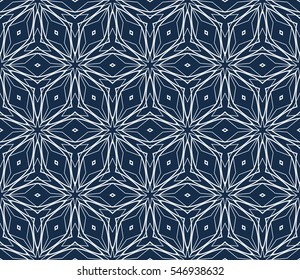 creative floral ornament. seamless geometry pattern. vector illustration. blue color