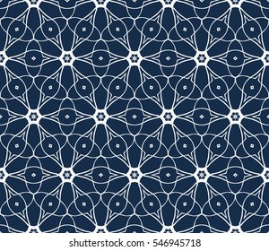 creative floral ornament. seamless geometry pattern. vector illustration. blue color