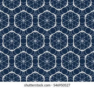 creative floral ornament. seamless geometry pattern. vector illustration. blue color